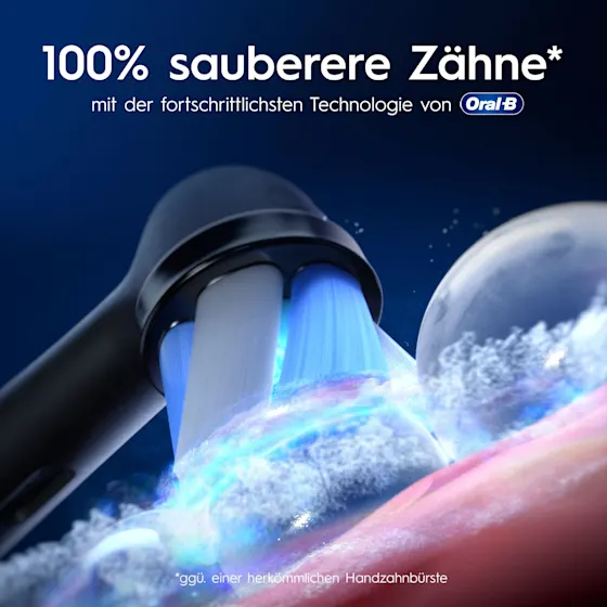 Oral-B iO9 Zahnbürste mit Verpackung, Reise-Etui mit Schnellladestation und „Made in Germany“ Anhänger.
