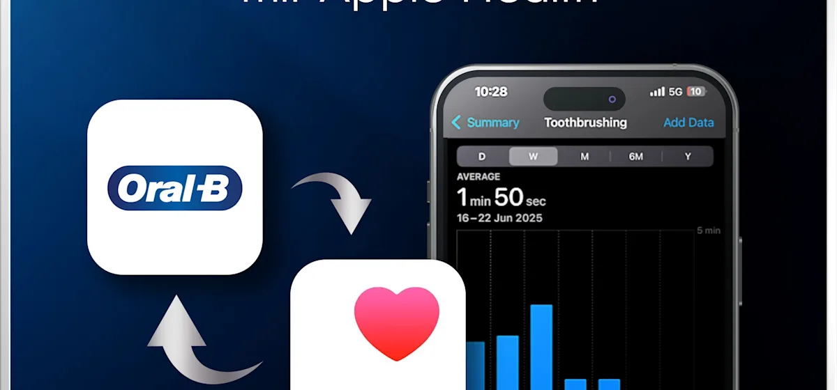 Oral-B iO6 elektrische Zahnbürste mit Verpackung, die geführte Reinigung mit der App hervorhebt, damit keine Stelle ausgelassen wird. Mit Made in Germany Anhänger.