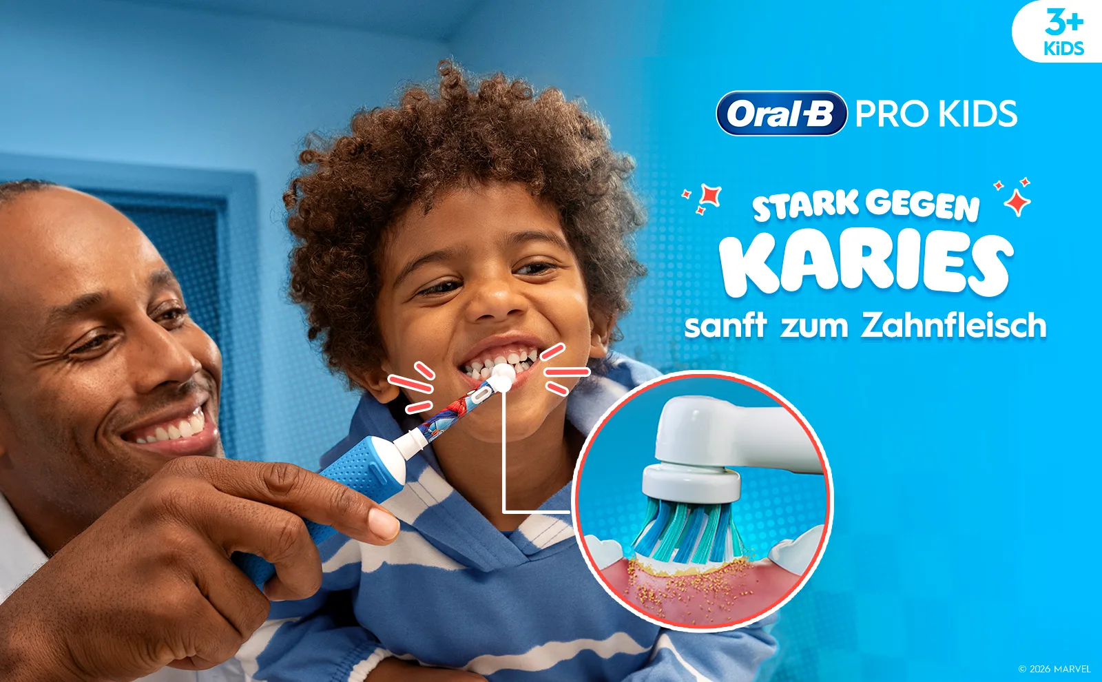 Oral-B Pro Kids Spiderman Elektrische Zahnbürste inkl. 1 Aufsteckbürste, ab 3 Jahren 