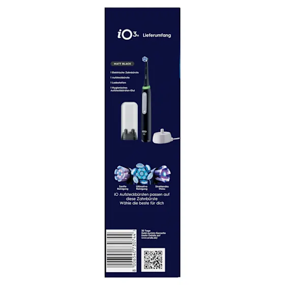 iO3 Bundle: Oral-B iO Series 3 Matt Black mit 2 Ultimative Reinigung Aufsteckbürsten