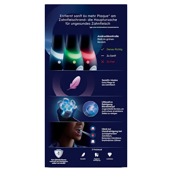 iO3 Bundle: Oral-B iO Series 3 Matt Black mit 2 Ultimative Reinigung Aufsteckbürsten
