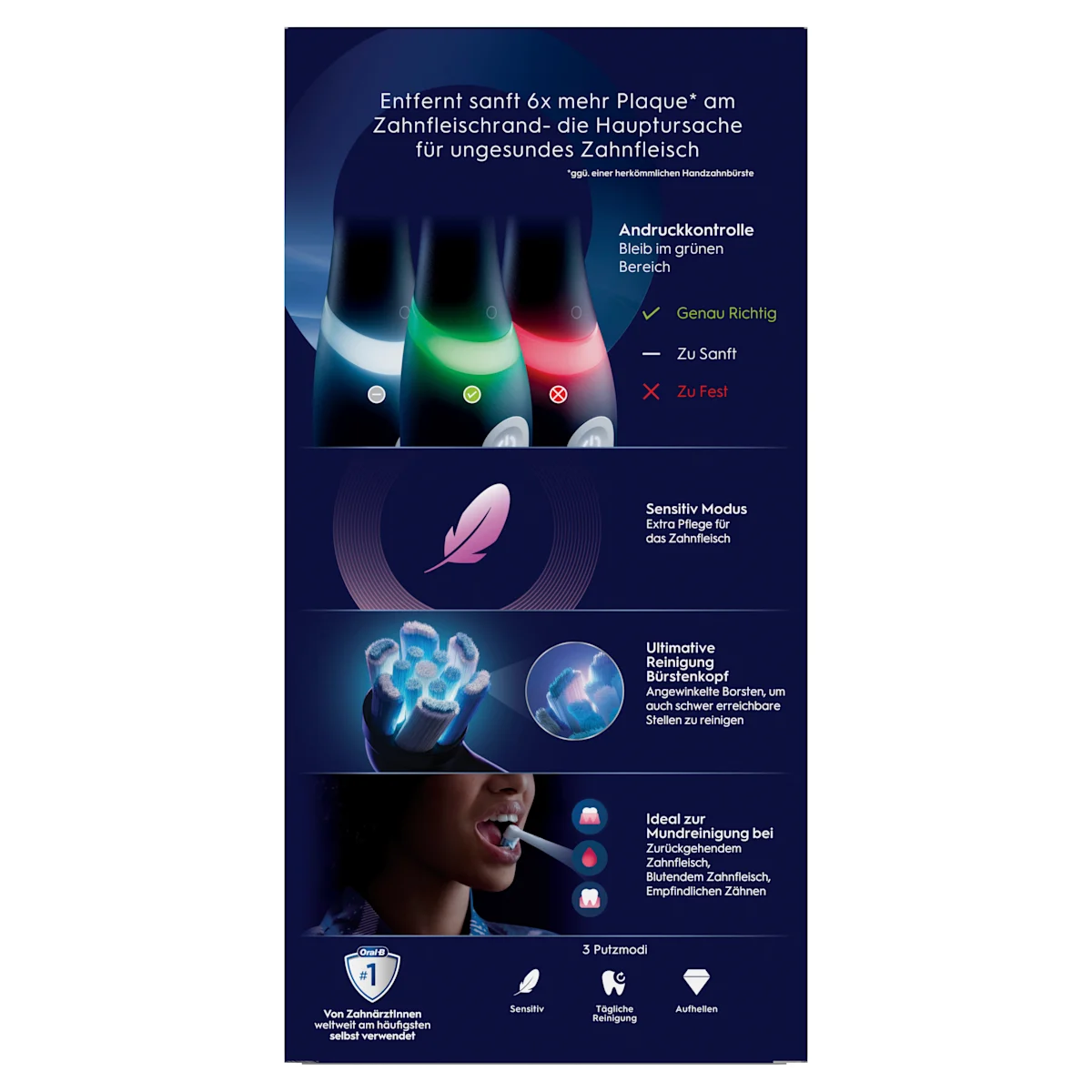 iO3 Bundle: Oral-B iO Series 3 Matt Black mit 2 Ultimative Reinigung Aufsteckbürsten