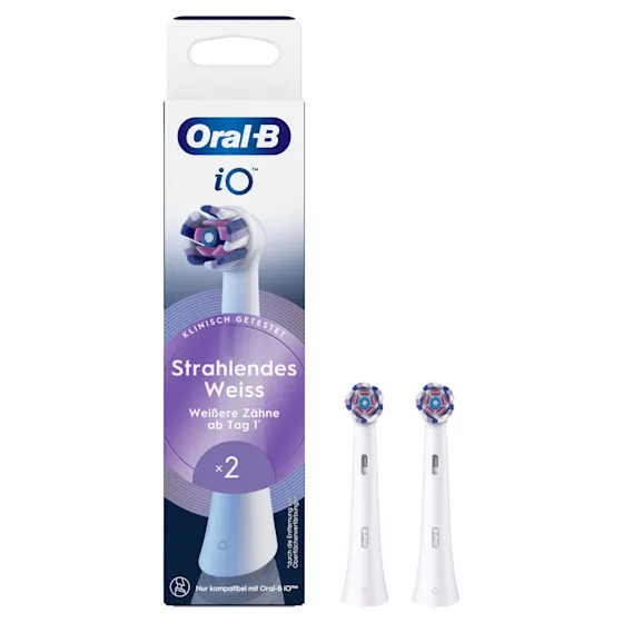 Oral-B iO Aufsteckbürsten, 2er-Packung, für strahlendes Weiss, wie auf der Verpackung abgebildet.