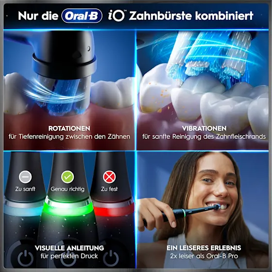 Oral-B iO 10 Ultimate Zahnbürste, mit Verpackung, Lade-Reise-Etui und dem Hinweis Oral-B's beste Zahnbürste.