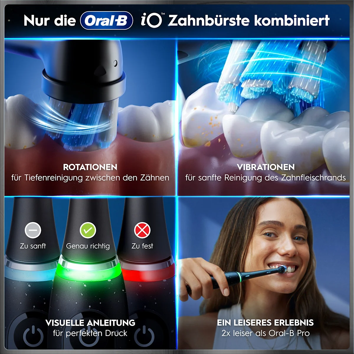 Oral-B iO 10 Ultimate Zahnbürste, mit Verpackung, Lade-Reise-Etui und dem Hinweis Oral-B's beste Zahnbürste.