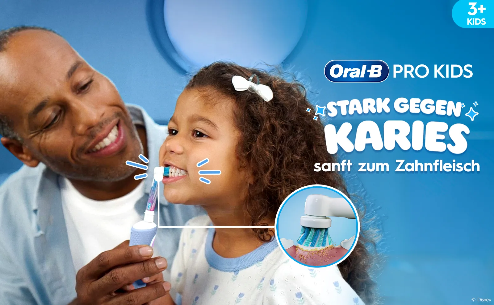 Oral-B Pro Kids Frozen Elektrische Zahnbürste inkl. 1 Aufsteckbürste, 4x Frozen Sticker, 2 Modi mit kinderfreundlichem Sensitiv Plus Modus, für Kinder ab 3 Jahren 