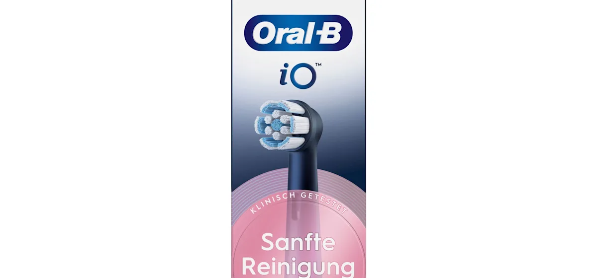Oral-B iO Sanfte Reinigung, Original Aufsteckbürsten, geeignet für empfindliches Zahnfleisch, Schwarz, 4 Stück