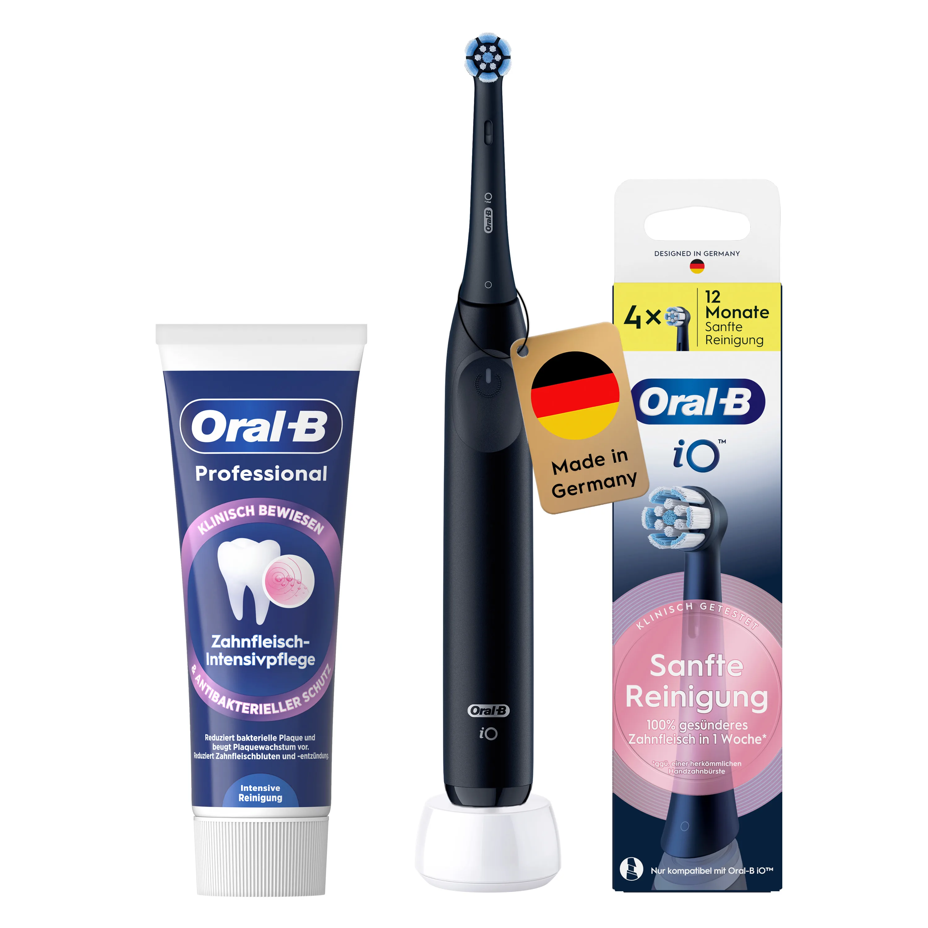 Oral-B iO 2 Elektrische Zahnbürste, Night Black, 1 Aufsteckbürste