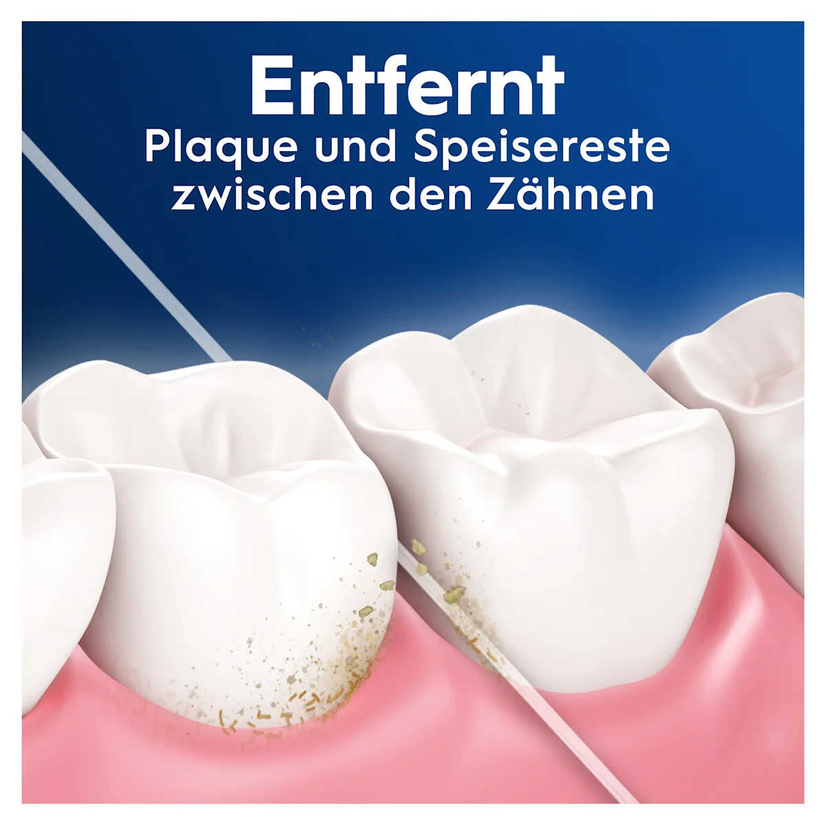Oral-B Pro-Expert Advanced Zahnseide, Verpackung mit dem Hinweis "Entfernt Plaque-Bakterien" und "Tiefen-Reinigung Frische Minze".