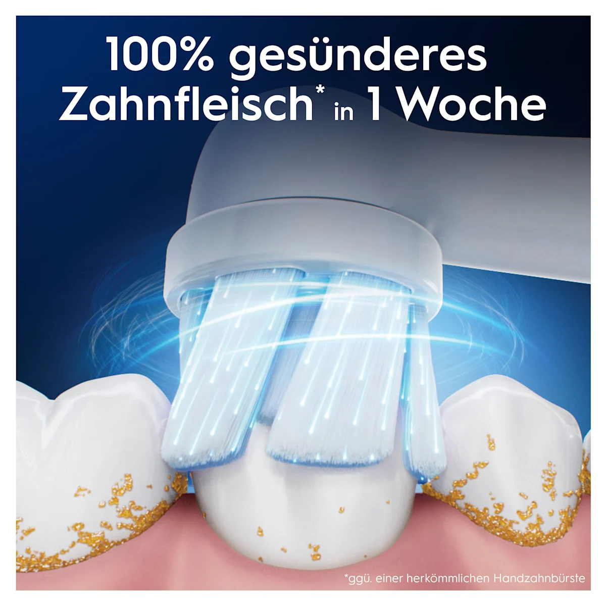 Oral-B iO Aufsteckbürsten-Verpackung, hervorgehoben wird die "Sanfte Reinigung" und dass zwei Bürsten enthalten sind.