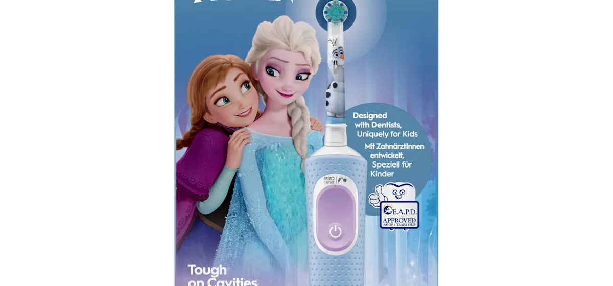 Oral-B Pro Kids Frozen Elektrische Zahnbürste inkl. 1 Aufsteckbürste, 4x Frozen Sticker, 2 Modi mit kinderfreundlichem Sensitiv Plus Modus, für Kinder ab 3 Jahren