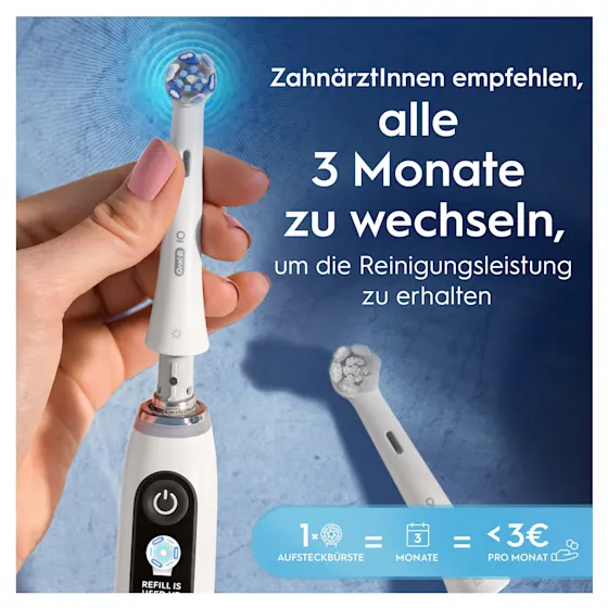 Oral-B iO Aufsteckbürsten, Verpackung mit dem Hinweis "Ultimative Reinigung" und 2 Bürsten.