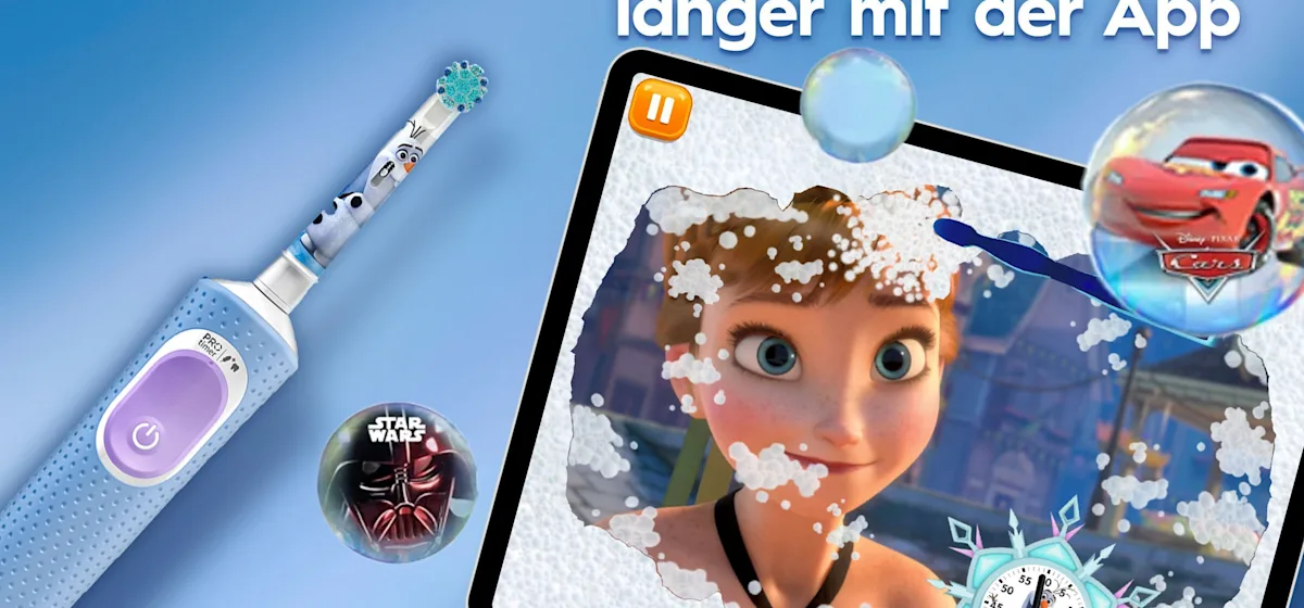 Oral-B Pro Kids Frozen Elektrische Zahnbürste inkl. 1 Aufsteckbürste, 4x Frozen Sticker, 2 Modi mit kinderfreundlichem Sensitiv Plus Modus, für Kinder ab 3 Jahren