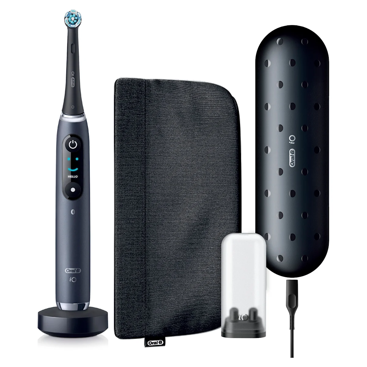 Oral-B iO Series 9 Duopack Elektrische Zahnbürste, Lade-Reiseetui, Black Onyx/Rose Quartz