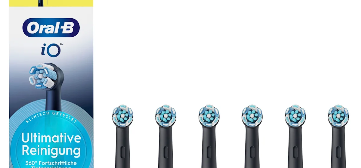 Oral-B iO Aufsteckbürsten, 6er-Packung, mit dem Hinweis "Ultimative Reinigung" auf der Verpackung.