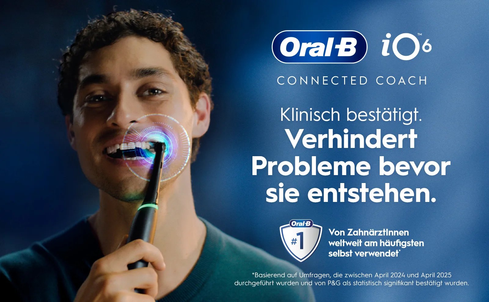 Oral-B iO6 Zahnbürste mit Connected Coach-Funktion für präventive Zahnpflege. 