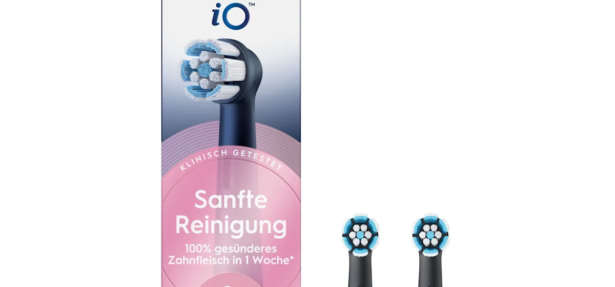 Oral-B iO Sanfte Reinigung, Original Aufsteckbürsten, geeignet für empfindliches Zahnfleisch, Schwarz, 2 Stück
