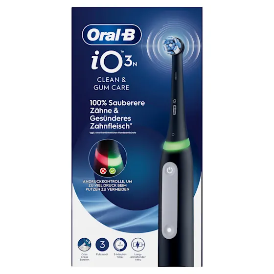 iO3 Bundle: Oral-B iO Series 3 Matt Black mit 2 Ultimative Reinigung Aufsteckbürsten