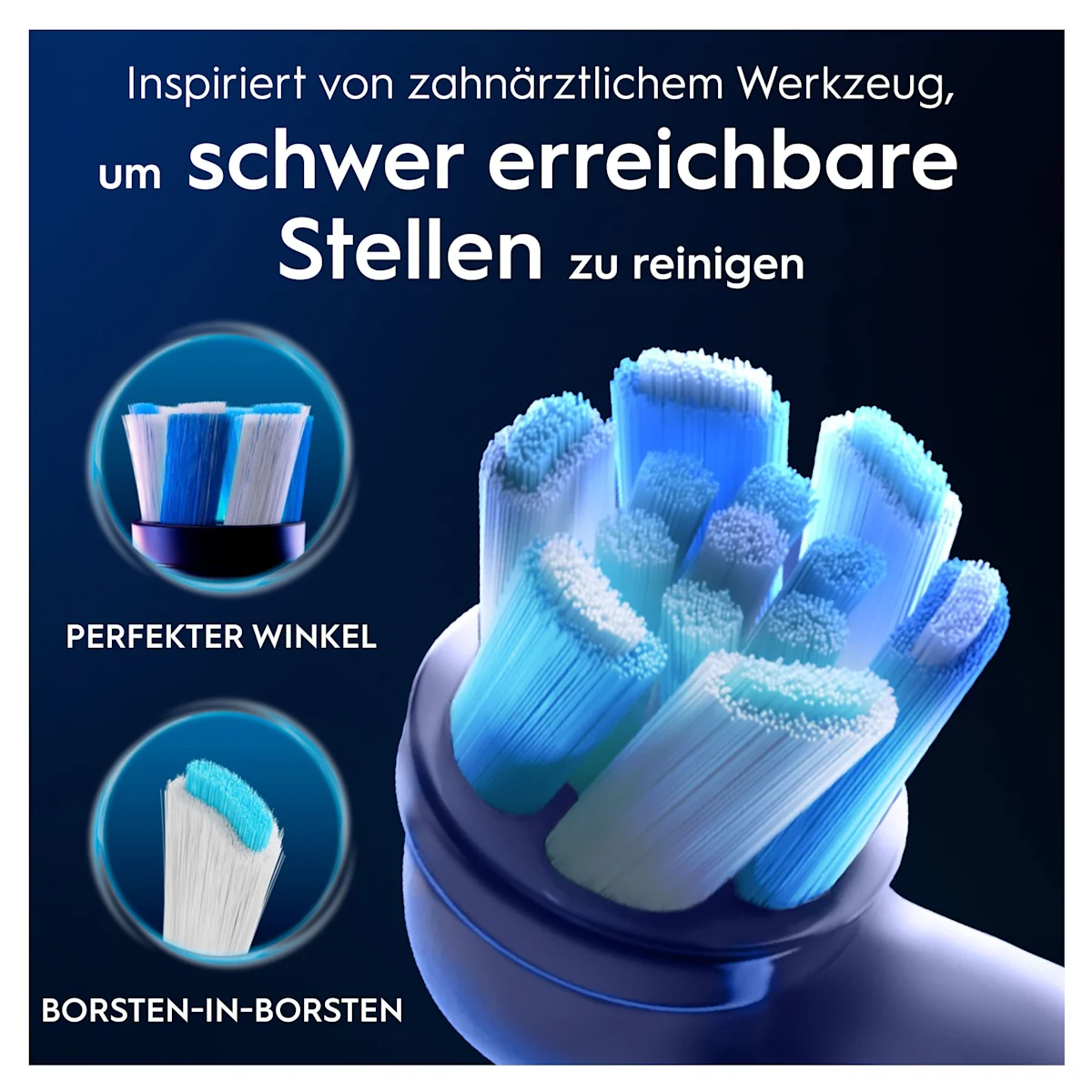 Oral-B iO Aufsteckbürsten, 8 Stück, mit Verpackung die "24 Monate gründliche Reinigung" hervorhebt.
