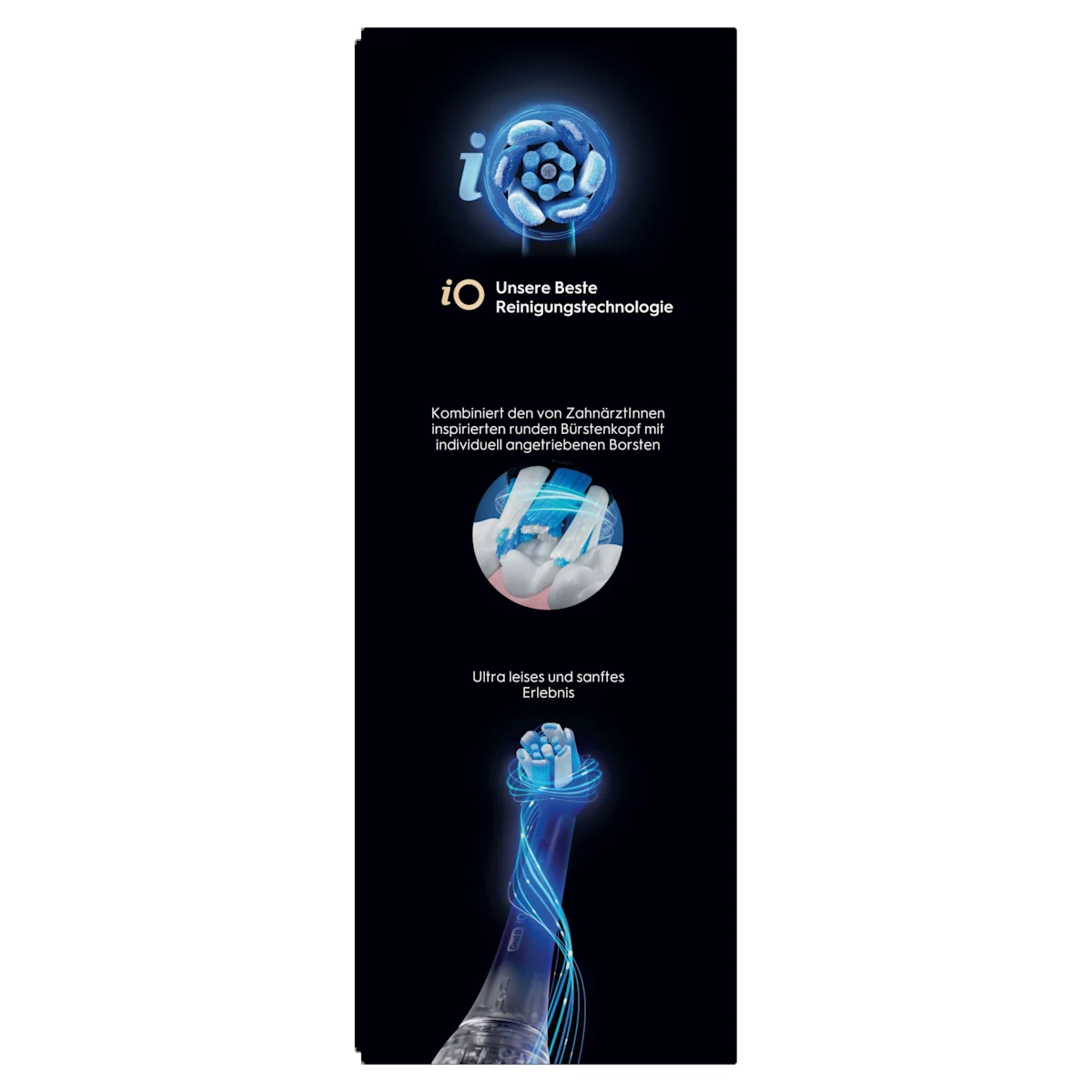Oral-B iO 10 Ultimate Zahnbürste, mit Verpackung, Lade-Reise-Etui und dem Hinweis Oral-B's beste Zahnbürste.