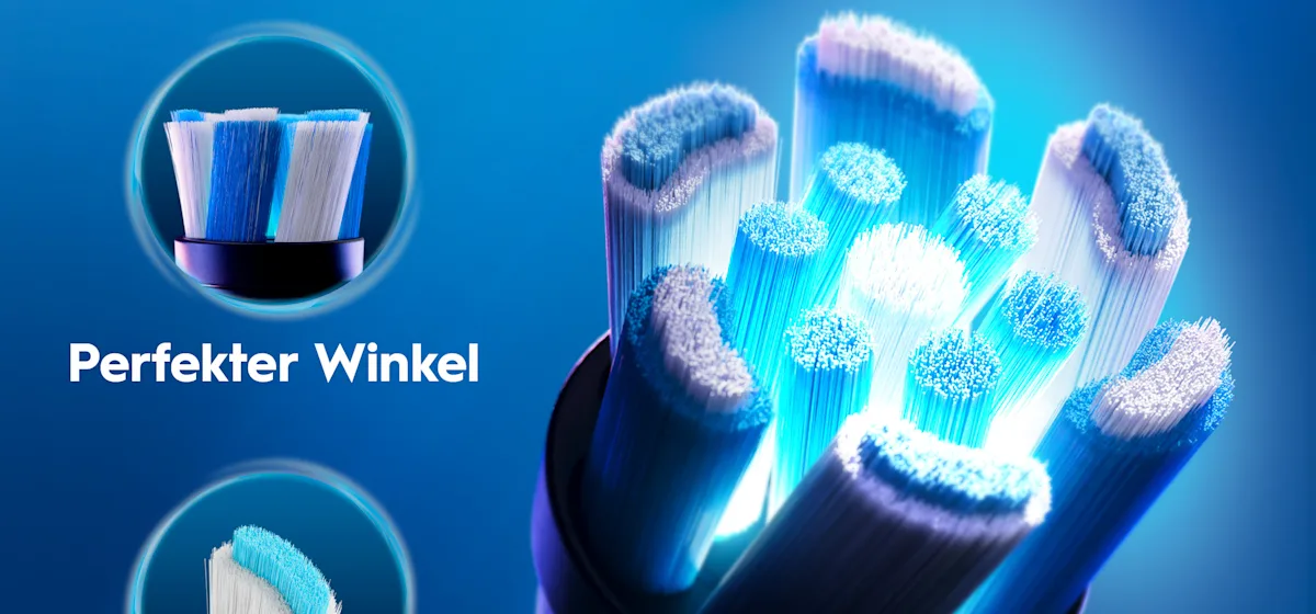 Oral-B iO3 Doppelpack mit 360° visueller Andruckkontrolle zum Zahnfleischschutz.