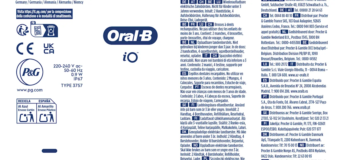 Oral-B iO3 Doppelpack mit 360° visueller Andruckkontrolle zum Zahnfleischschutz.