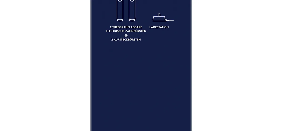 Oral-B iO 6 Zahnbürsten-Duo mit interaktivem Display für angeleitetes Putzen und dem Hinweis "Made in Germany".