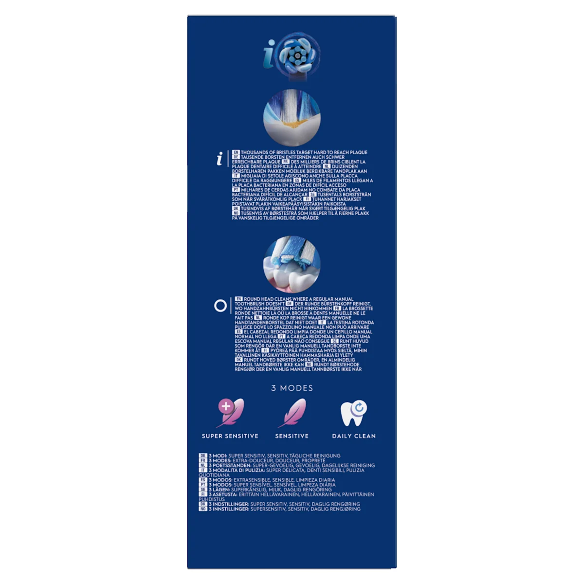 Oral-B iO Series 2 Zahnbürste, Verpackung mit dem Hinweis auf 100% sauberere Zähne im Vergleich zu einer herkömmlichen Handzahnbürste