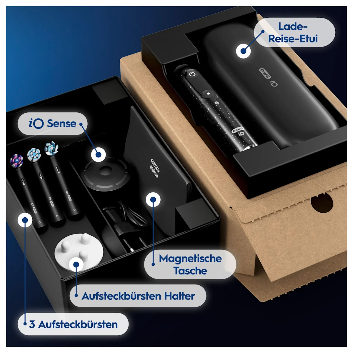 Oral-B iO Series 10 Plus Edition Elektrische Zahnbürste/Electric Toothbrush, inkl. 3 Aufsteckbürsten, 7 Putzmodi für Zahnpflege, Lade-Reise-Etui, Designed by Braun, Cosmic Black
