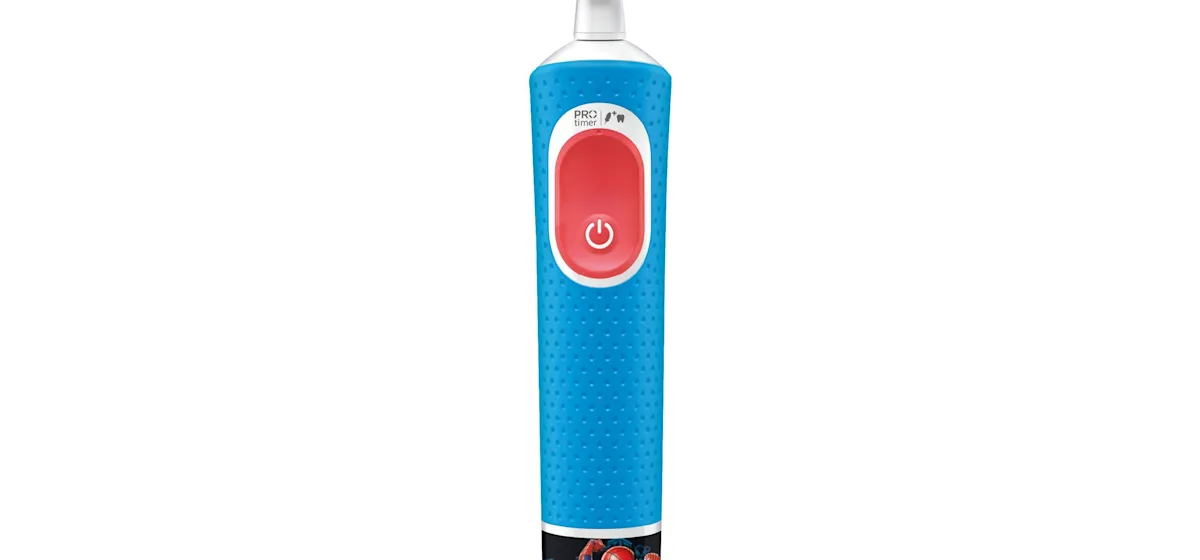 Oral-B PRO Kids elektrische Zahnbürste mit Marvel Spider-Man Design und Verpackung, für Kinder ab 3 Jahren.