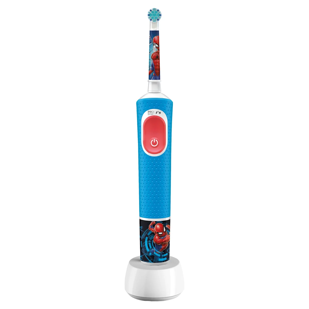 Oral-B PRO Kids elektrische Zahnbürste mit Marvel Spider-Man Design und Verpackung, für Kinder ab 3 Jahren.