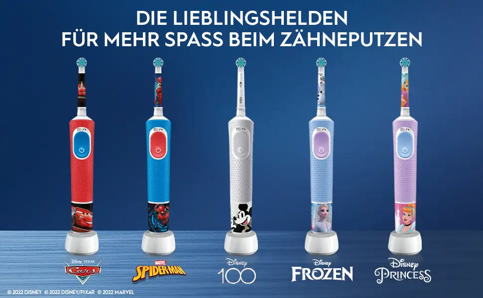 Oral-B Pro Kids 3+ Serie mit verschiedenen Disney- und Marvel-Charakteren. 