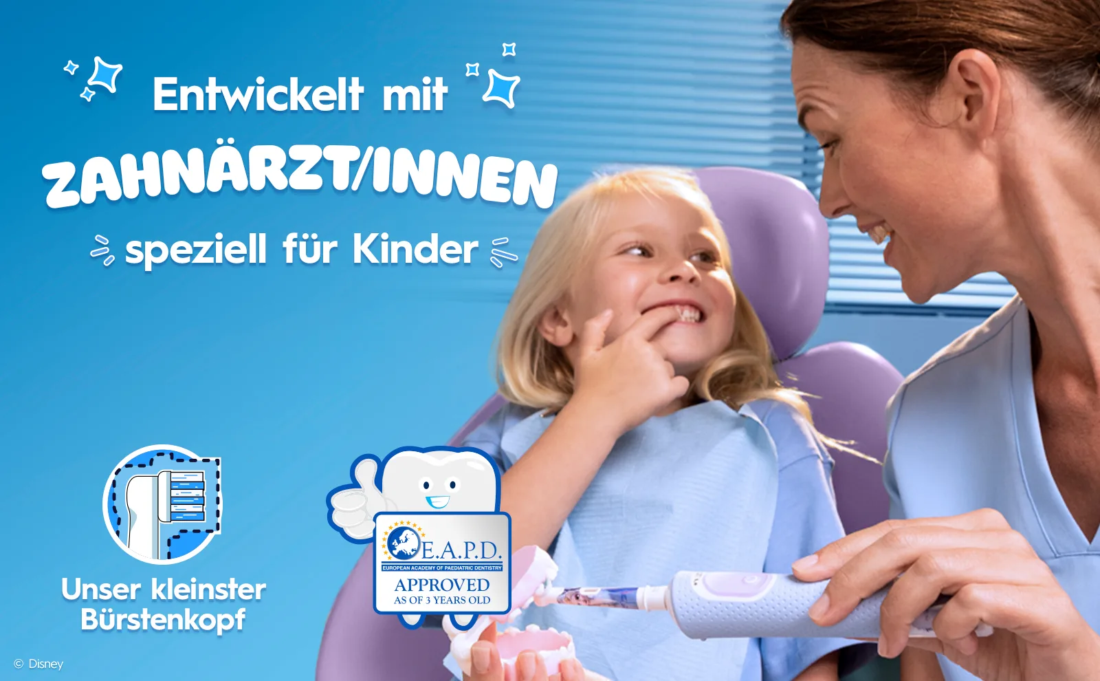 Oral-B Pro Kids Frozen Elektrische Zahnbürste inkl. 1 Aufsteckbürste, 4x Frozen Sticker, 2 Modi mit kinderfreundlichem Sensitiv Plus Modus, für Kinder ab 3 Jahren 