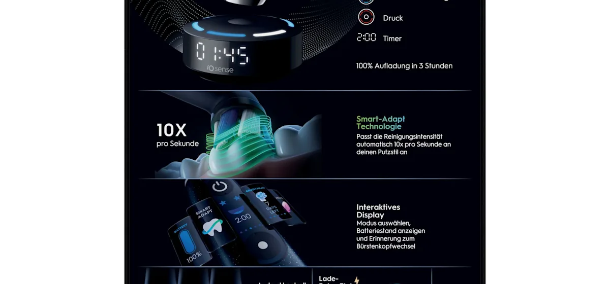 Oral-B iO 10 Ultimate Zahnbürste, mit Verpackung und Zubehör, hervorgehoben als Oral-B's beste Zahnbürste.