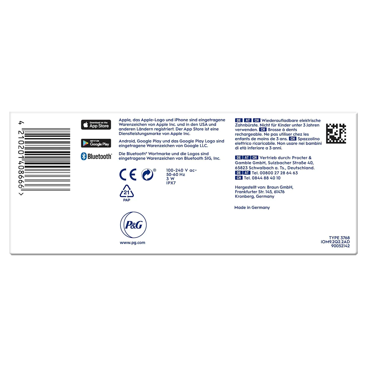 Oral-B iO9 Zahnbürste mit Verpackung, Reise-Etui mit Schnellladestation und „Made in Germany“ Anhänger.