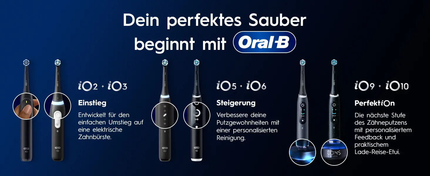 Oral-B iO Series 9 Duopack Elektrische Zahnbürste, Lade-Reiseetui, Black Onyx/Rose Quartz 