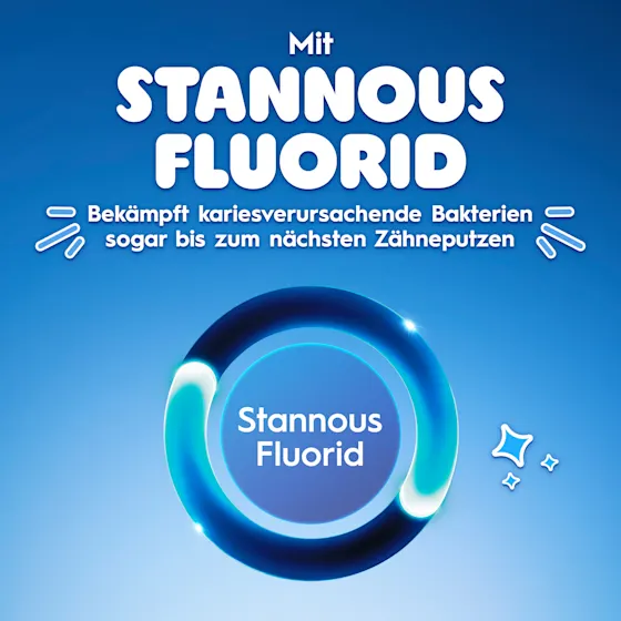 Oral-B Junior Stannous Fluorid Zahnpasta mit Disney Stitch, bietet 24 Stunden Kariesprävention und stärkt den Zahnschmelz.
