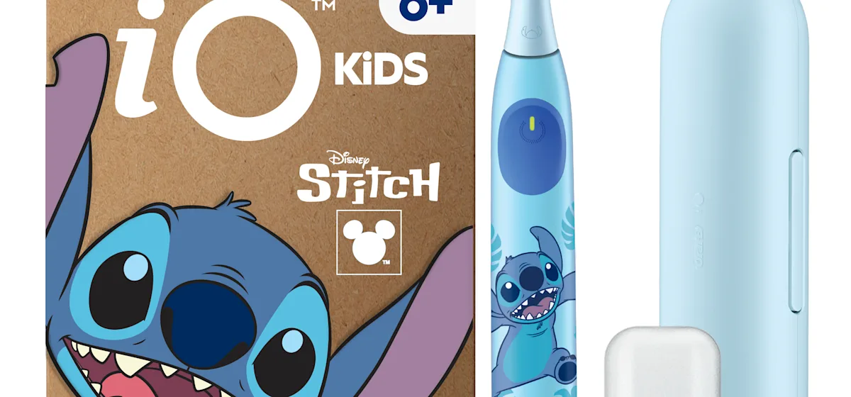 Oral-B iO Kids elektrische Zahnbürste mit Disney Stitch-Motiv, geeignet für Kinder ab 6 Jahren, inklusive Reiseetui.;