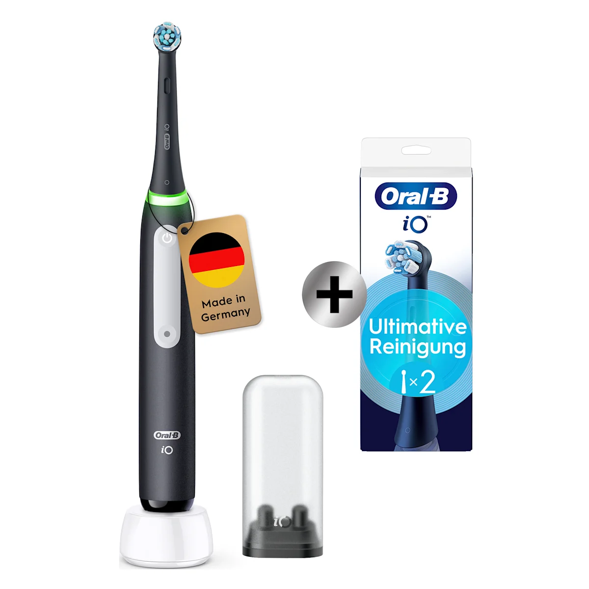 iO3 Bundle: Oral-B iO Series 3 Matt Black mit 2 Ultimative Reinigung Aufsteckbürsten