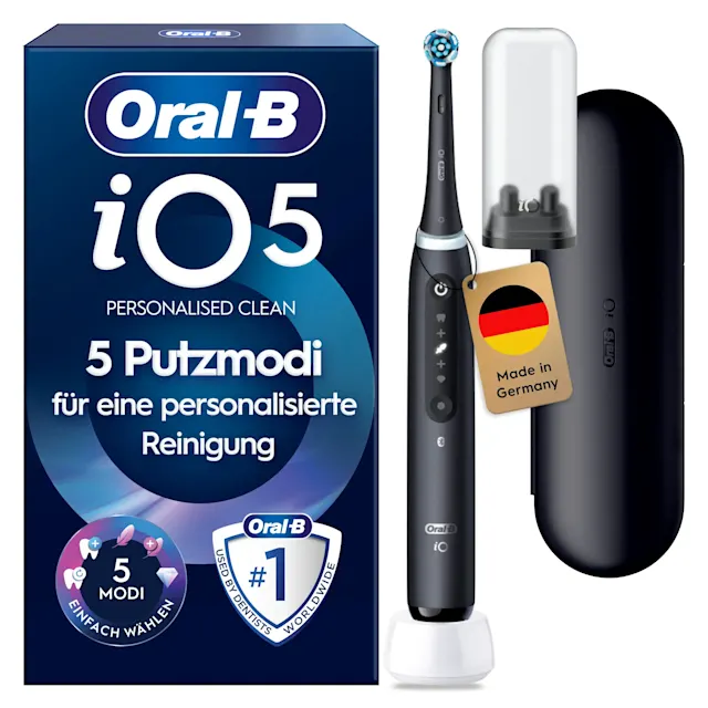 Oral-B iO 5 Elektrische Zahnbürste | 1 Aufsteckbürste | Reise-Etui