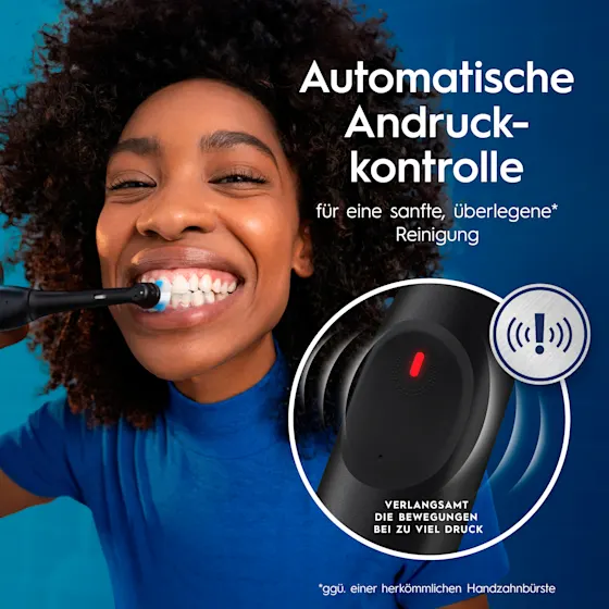 Oral-B iO Series 2 Zahnbürste, Verpackung mit dem Hinweis auf 100% sauberere Zähne im Vergleich zu einer herkömmlichen Handzahnbürste