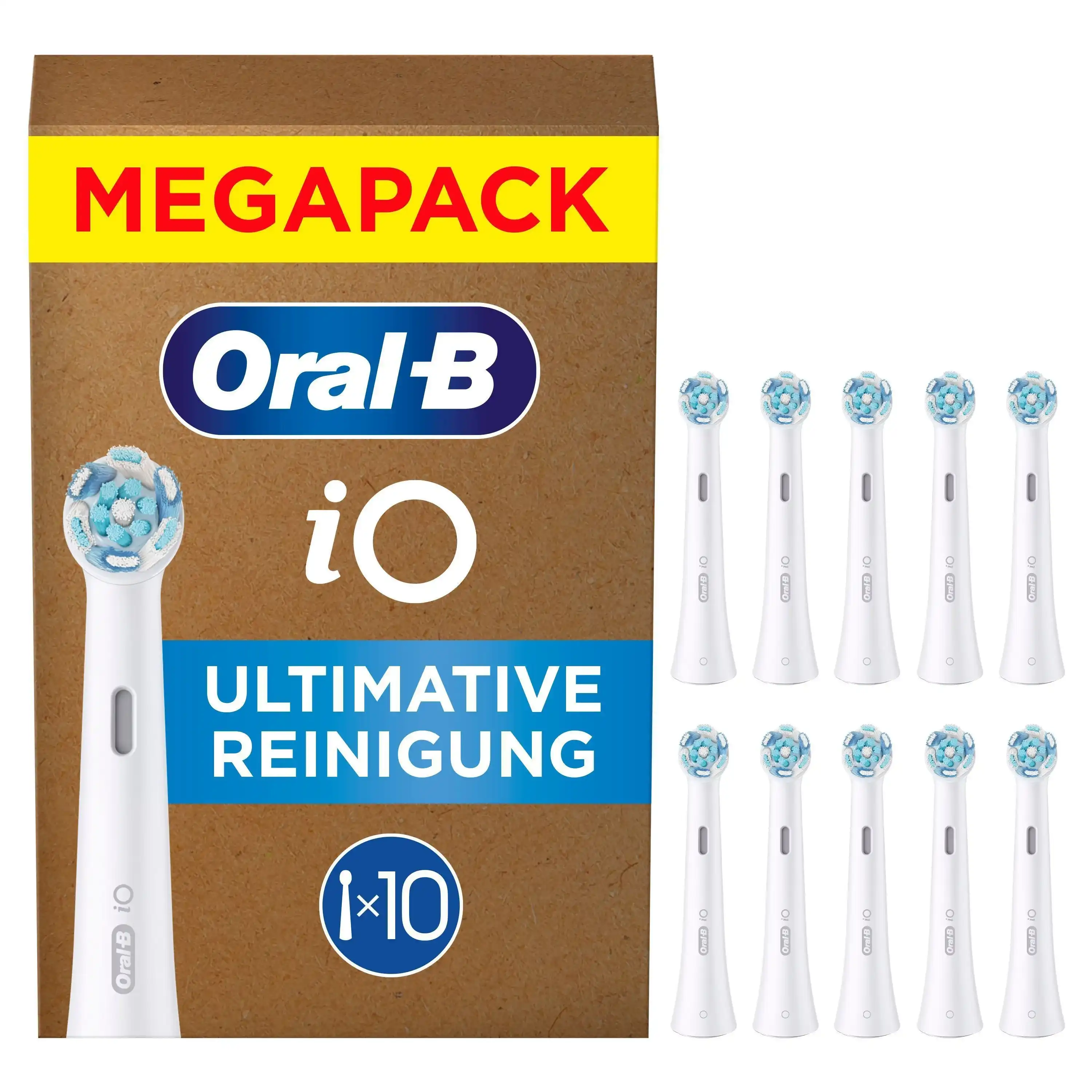 Oral-B iO Ultimative Reinigung, Original Aufsteckbürsten für elektrische Oral-B iO Zahnbürsten, 'Borsten-in-Borsten' Bündel, Weiß, 10 Stück