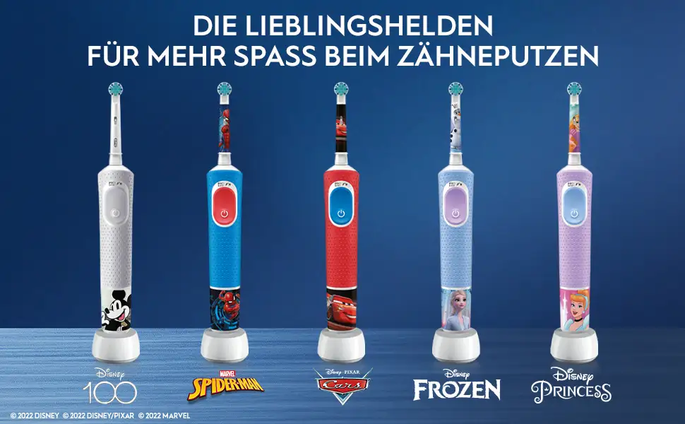 Oral-B Pro Kids 3+ Serie mit verschiedenen Disney- und Marvel-Charakteren. 