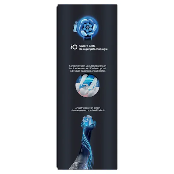 Oral-B iO 10 Ultimate Zahnbürste, mit Verpackung und Zubehör, hervorgehoben als Oral-B's beste Zahnbürste.