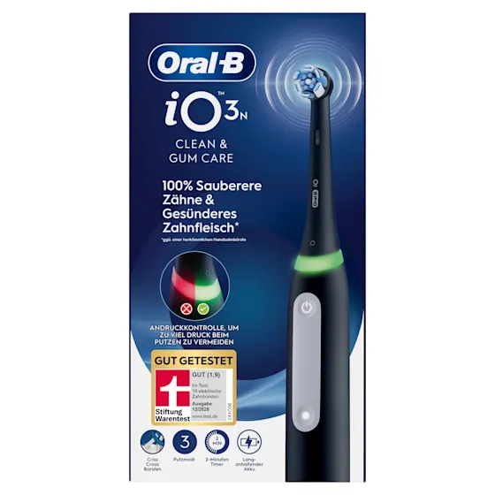 iO3 Bundle: Oral-B iO Series 3 Matt Black mit 2 Ultimative Reinigung Aufsteckbürsten