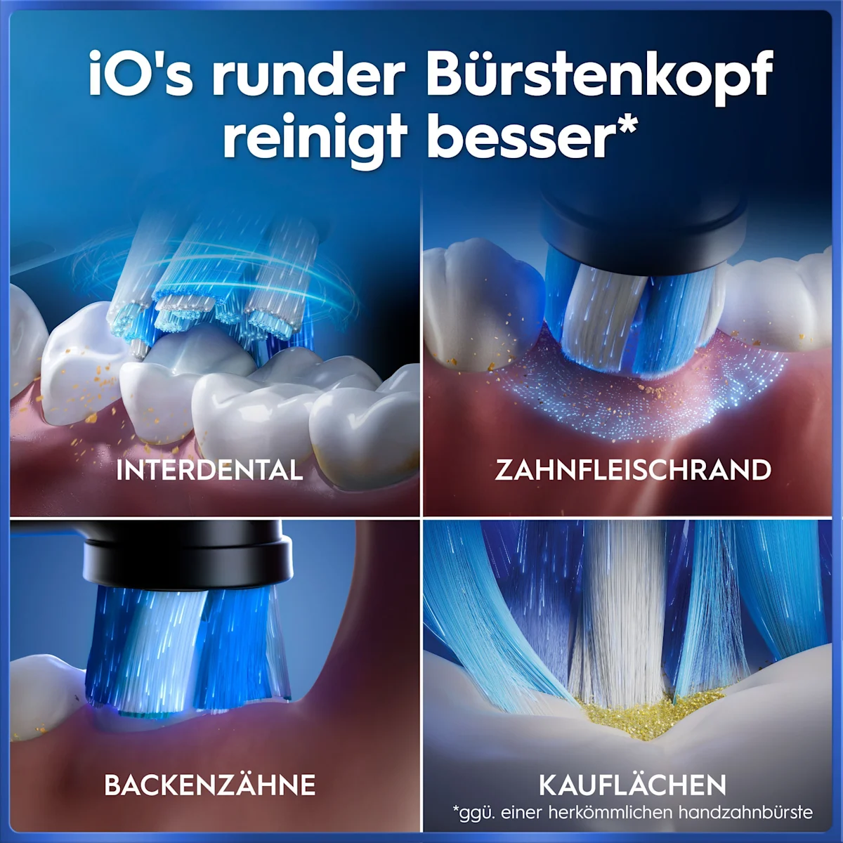 Oral-B iO5 Zahnbürste e mit Verpackung, die 5 Putzmodi für eine personalisierte Reinigung hervorhebt.