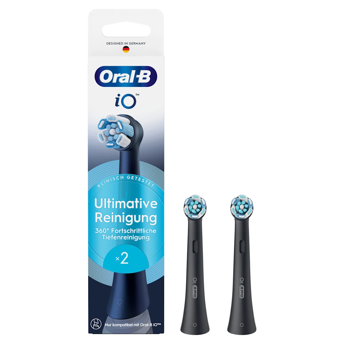iO3 Bundle: Oral-B iO Series 3 Matt Black mit 2 Ultimative Reinigung Aufsteckbürsten