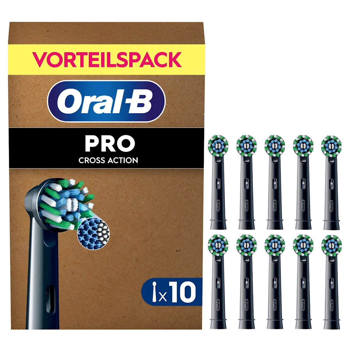 Oral-B PRO Cross Action Aufsteckbürsten, Vorteilspack mit 10 Bürstenköpfen.