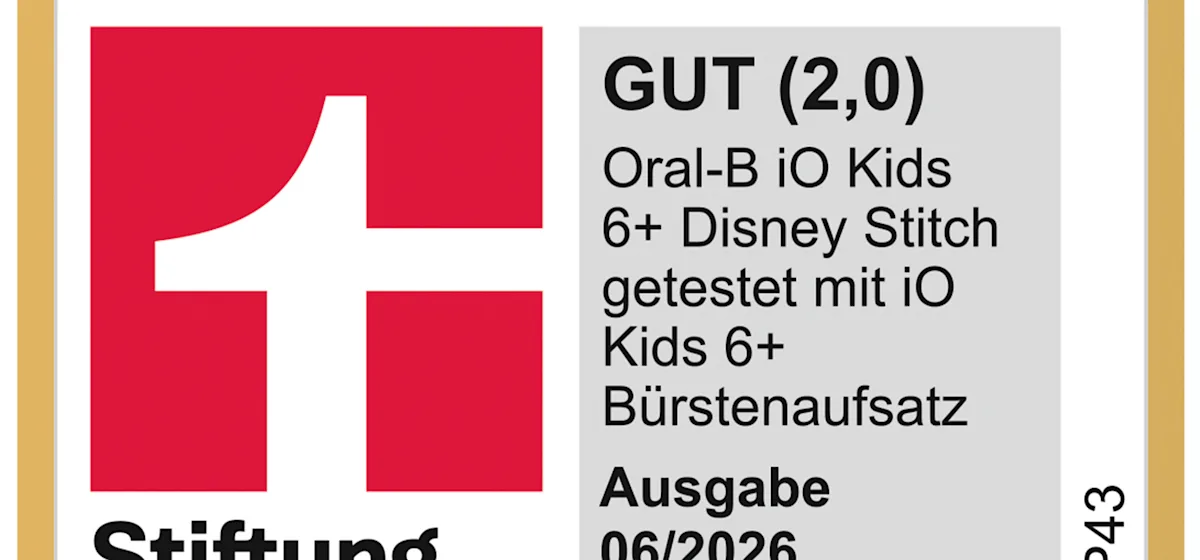 Oral-B iO Kids elektrische Zahnbürste mit Disney Stitch-Motiv, geeignet für Kinder ab 6 Jahren, inklusive Reiseetui.;