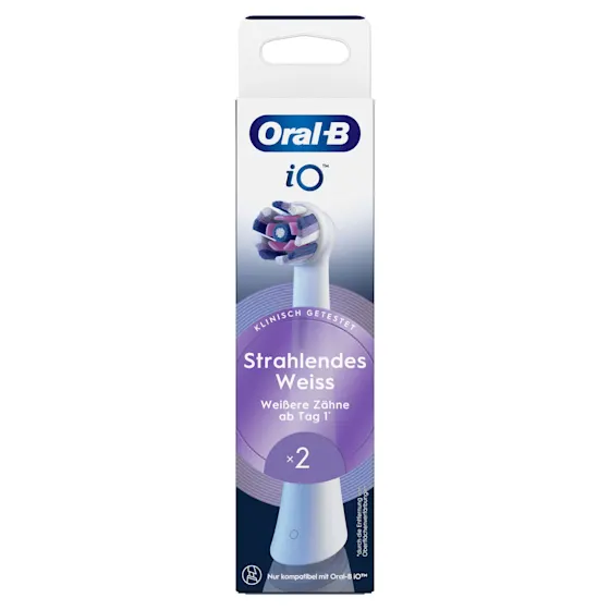 Oral-B iO Aufsteckbürsten, 2er-Packung, für strahlendes Weiss, wie auf der Verpackung abgebildet.